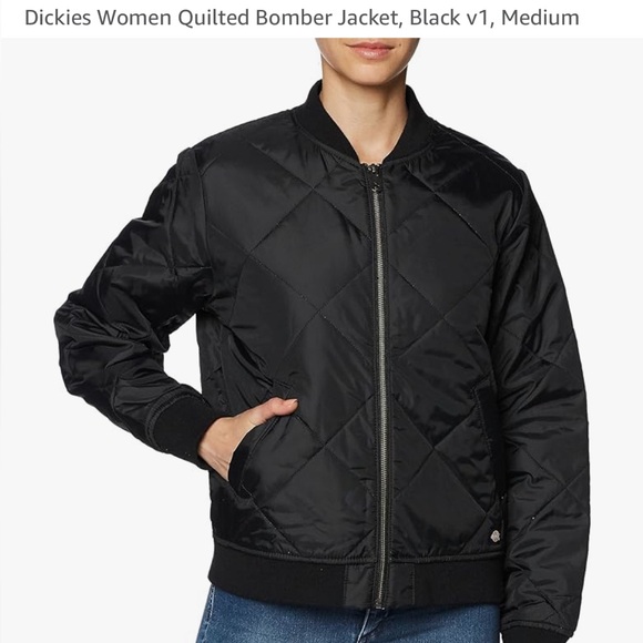 Dickies Women Quilted Bomber Jacket, Black v1, Small - Picture 2 of 14